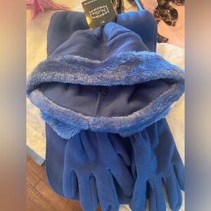Cozy Blue Fleece Gloves & Mittens Set